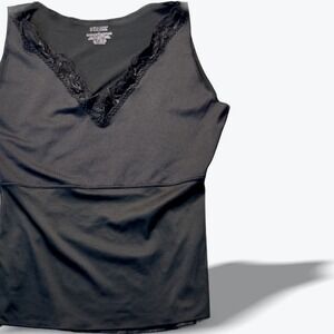 Spanx Womens Black Lace Trim V-Neck Compression Shapewear Camisole Tank Top XL